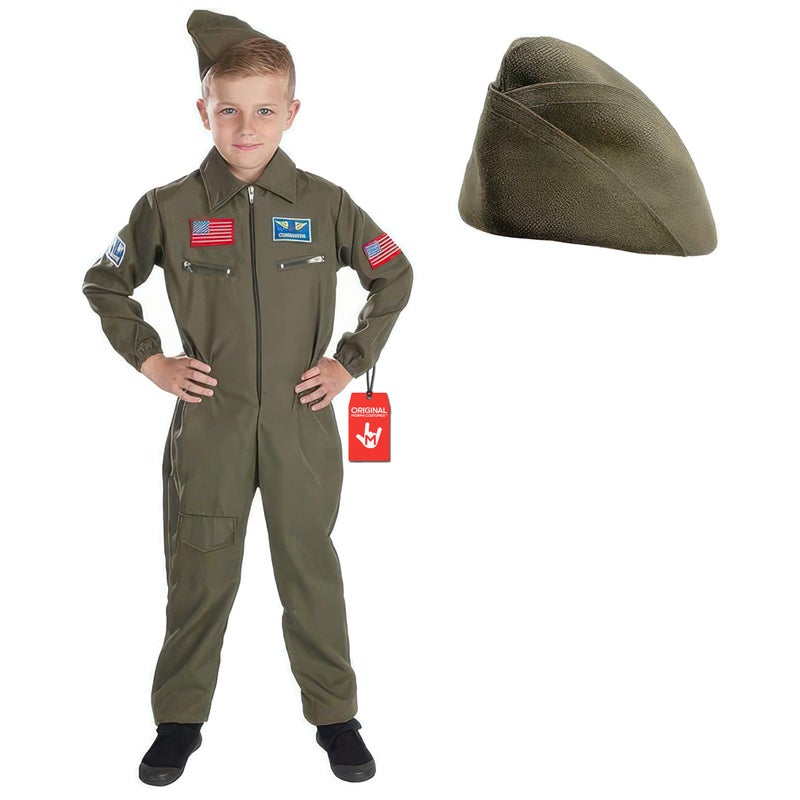fun shack Kids Flight Suit Pilot Costume, Air Force Fighter Pilot WW2 Costume Kids, Boys Halloween Costumes, X-Large - Image 1